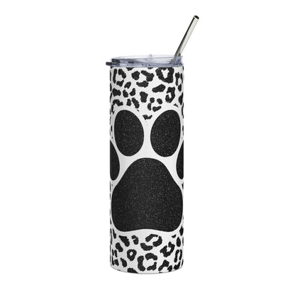 Paw Print Leopard Stainless Steel Tumbler - 20oz Insulated Travel Cup