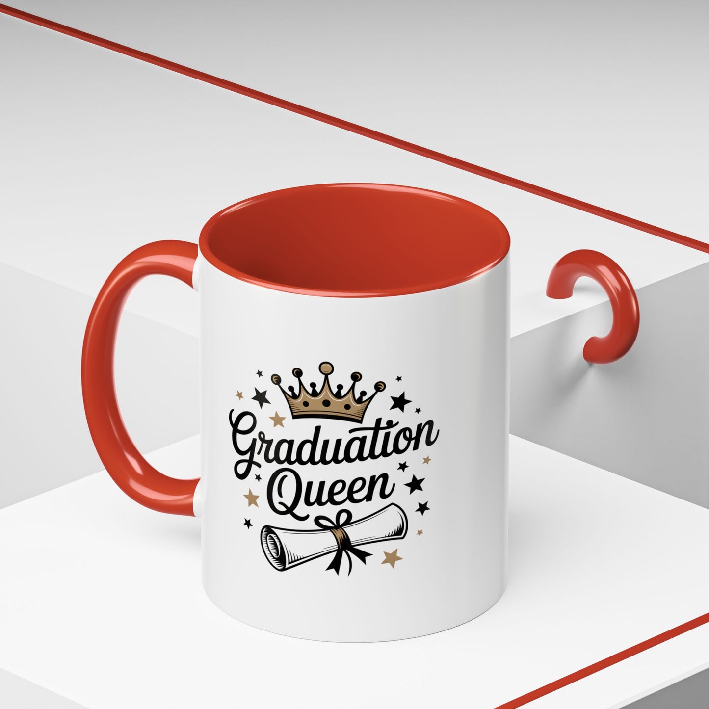 Graduation Queen Accent Coffee Mug — 11/15oz Ceramic Gift with Crown & Diploma Design