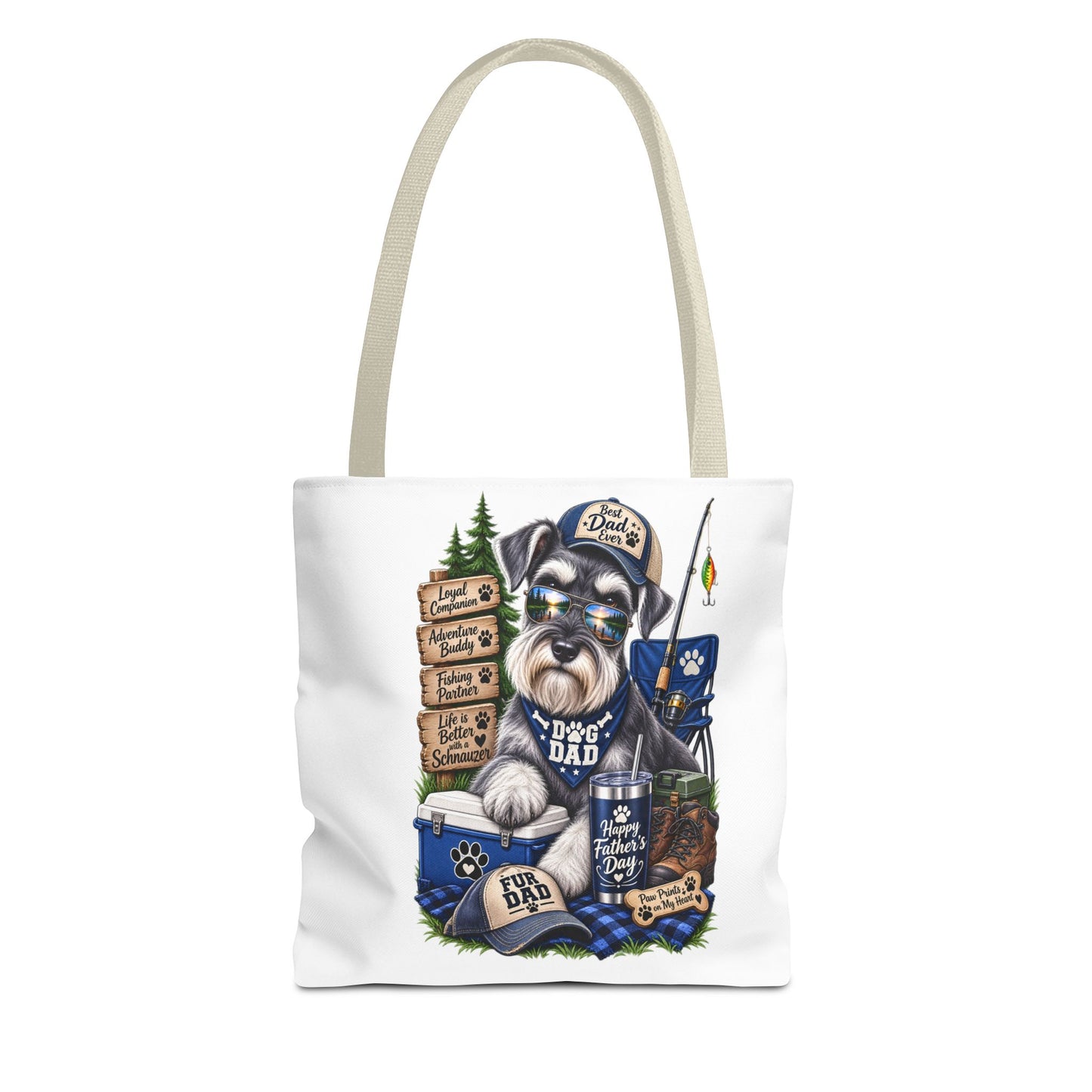 Dog Dad Fishing Tote Bag – Schnauzer Pet Lover Gift