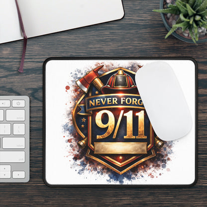 Never Forget 9/11 Gaming Mouse Pad — Firefighter Tribute Memorial Desk Mat