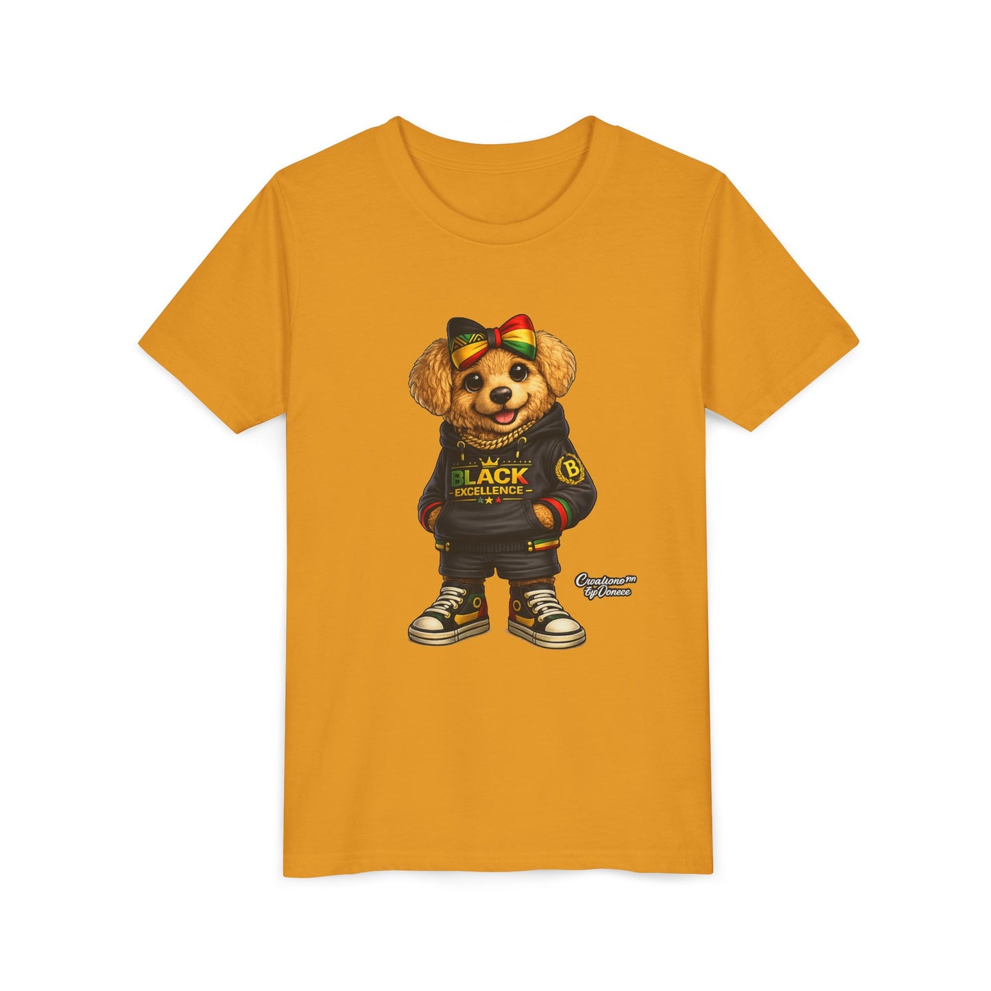 Youth Tee — Rasta Teddy "Black Excellence" Graphic Shirt