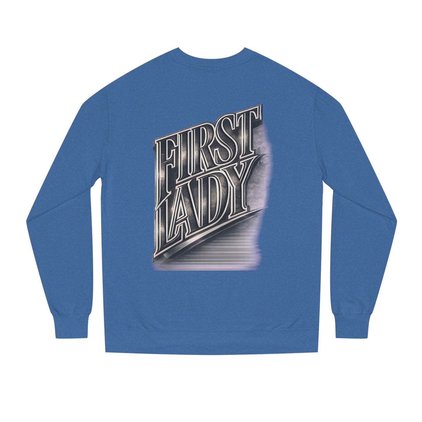First Lady Graphic Sweatshirt — Retro Metallic Typography Crewneck