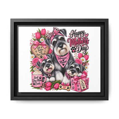 Happy Mother’s Day Schnauzer Canvas — Framed Matte Wall Art