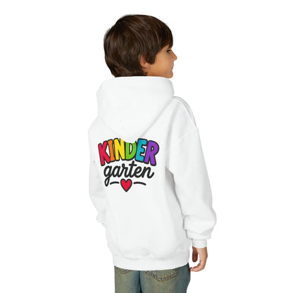 Kindergarten Kids Hoodie — Colorful Heart Graphic Back-to-School Sweatshirt