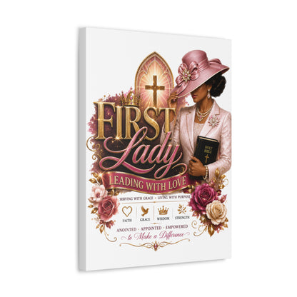 First Lady Leading With Love Canvas Wall Art — Faith-Based Church Decor