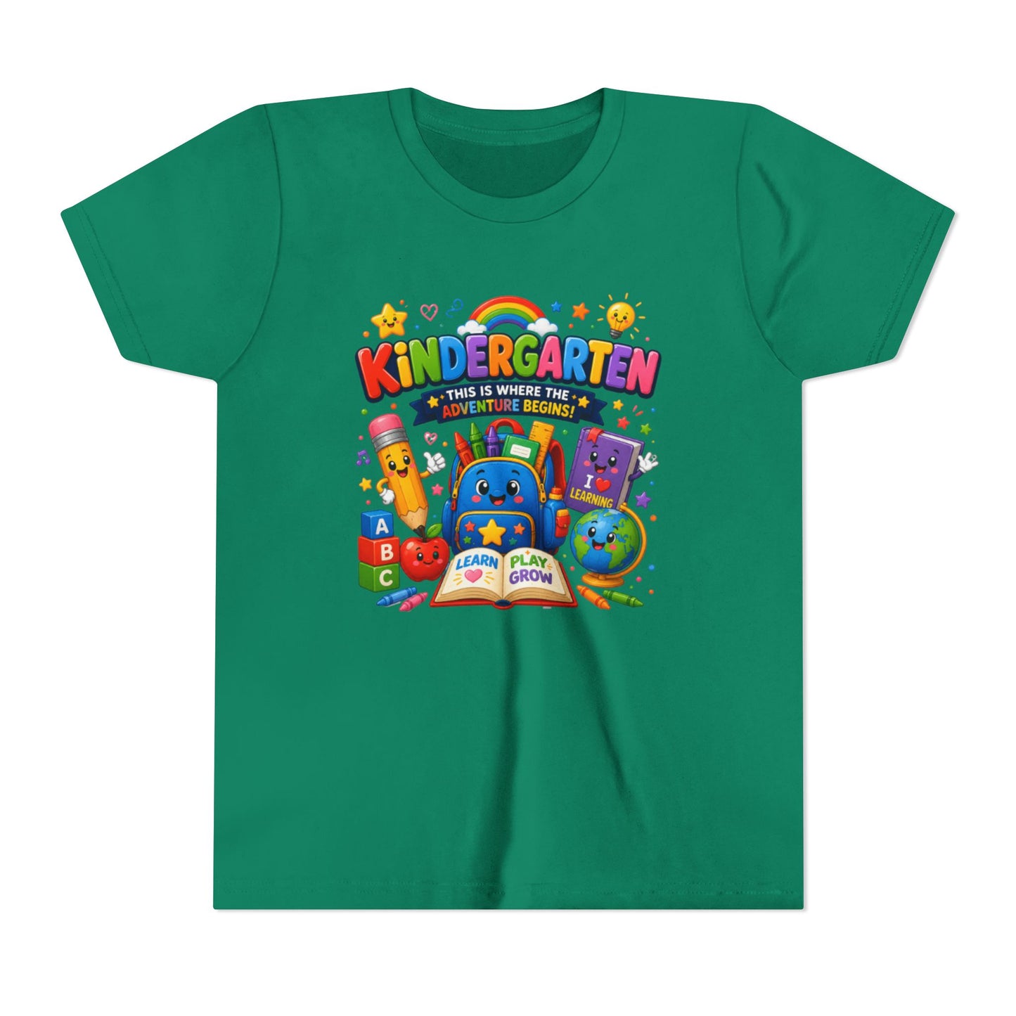 Kindergarten Kids T‑Shirt — 'Kindergarten: This Is Where the Fun Begins' Colorful Back-to-School Tee