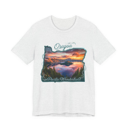 Oregon Pacific Wonderland T‑Shirt — Scenic Sunset State Map Tee