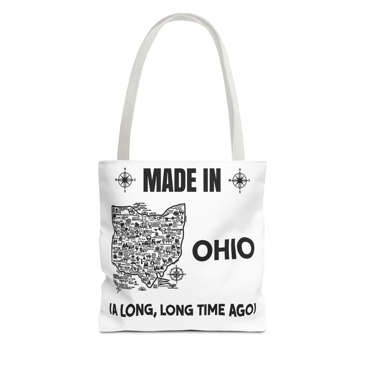 Made in Ohio Tote Bag — Vintage Map Design "A Long, Long Time Ago"