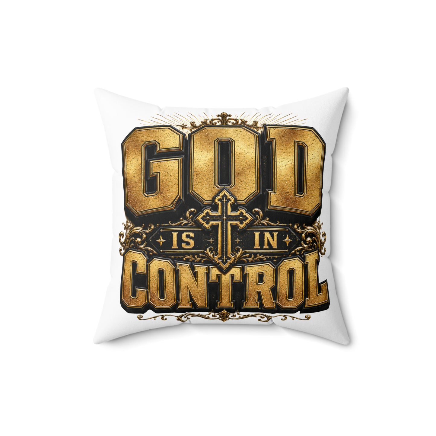 God Is In Control Decorative Pillow — Faith Christian Square Throw Pillow