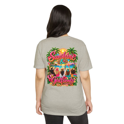Sunshine & Girlfriends Beach T-Shirt — Tropical Vacation Tee for Friends