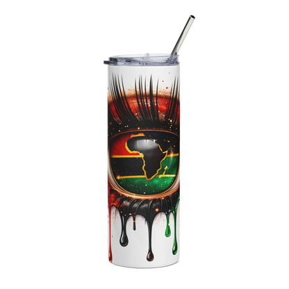 20oz Stainless Tumbler — Afrocentric Eye Drip Design (Red Black Green)