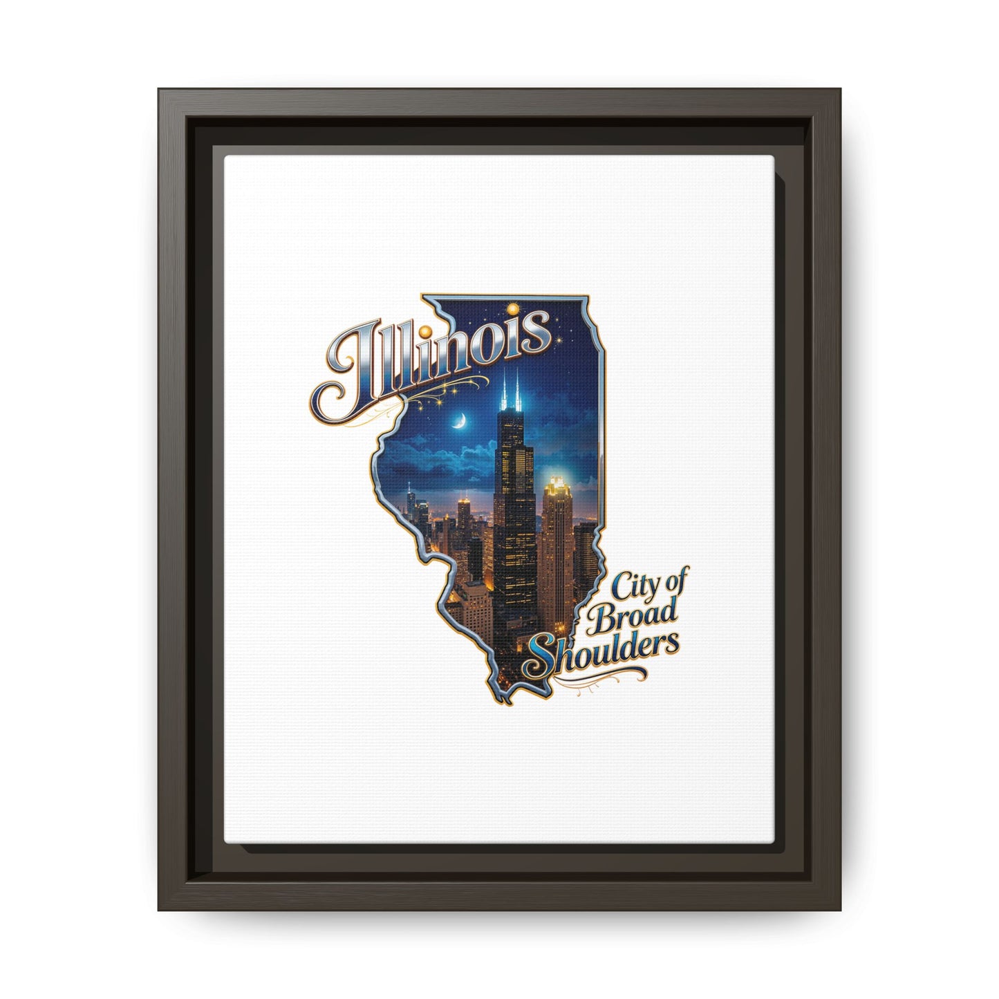 Illinois City of Broad Shoulders Matte Canvas Framed Wall Art