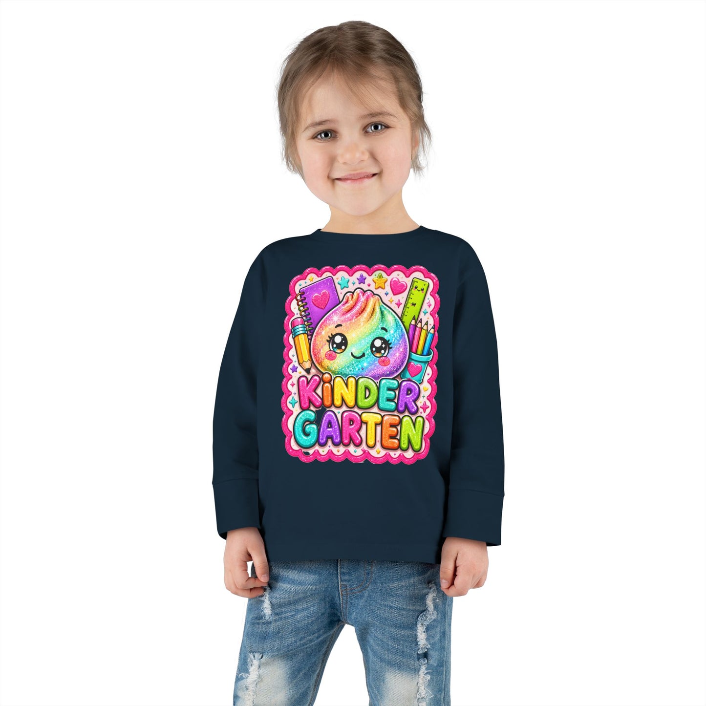 KinderGarten Cute Rainbow Character Toddler Long Sleeve Tee