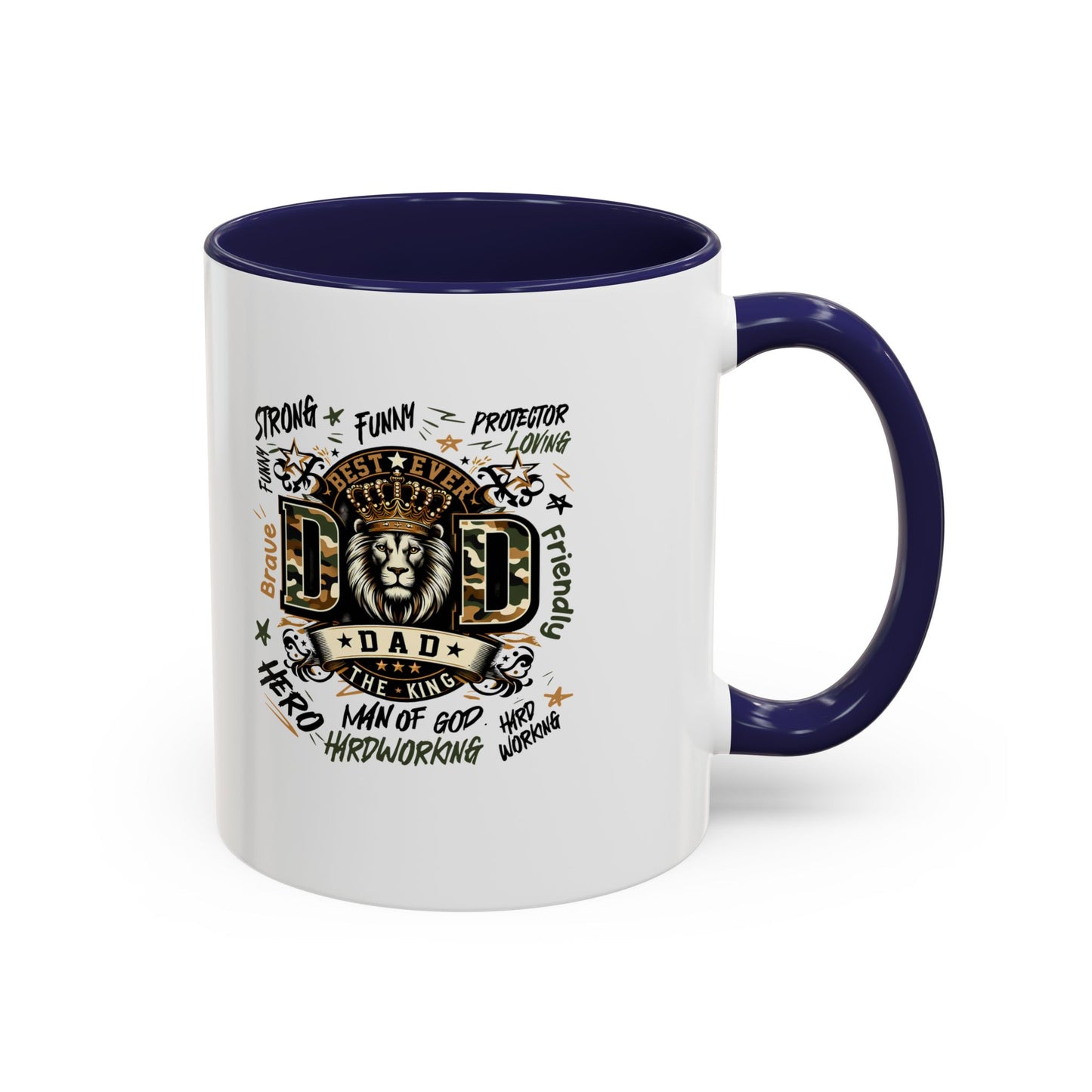 Dad King Lion Coffee Mug — 'Dad: The King' Accent 11/15oz Gift