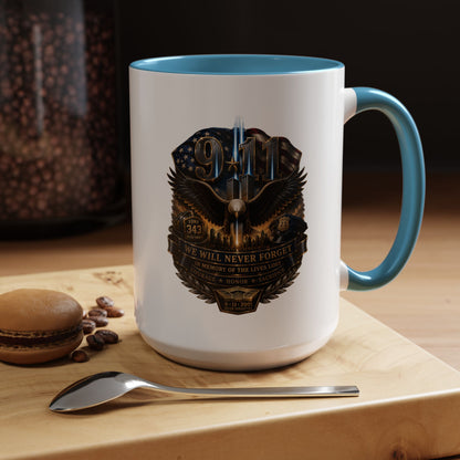 9/11 Tribute Coffee Mug — Never Forget Memorial Eagle Design (11/15oz)