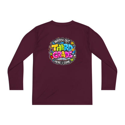 Youth Long Sleeve Tee — "Watch Out Third Grade Here I Come" Back-to-School Shirt