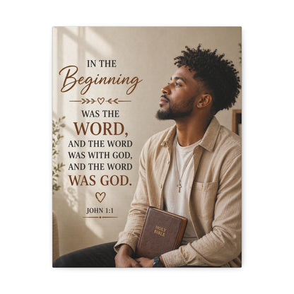 Stretched Canvas - John 1:1 Scripture Wall Art (In the Beginning)