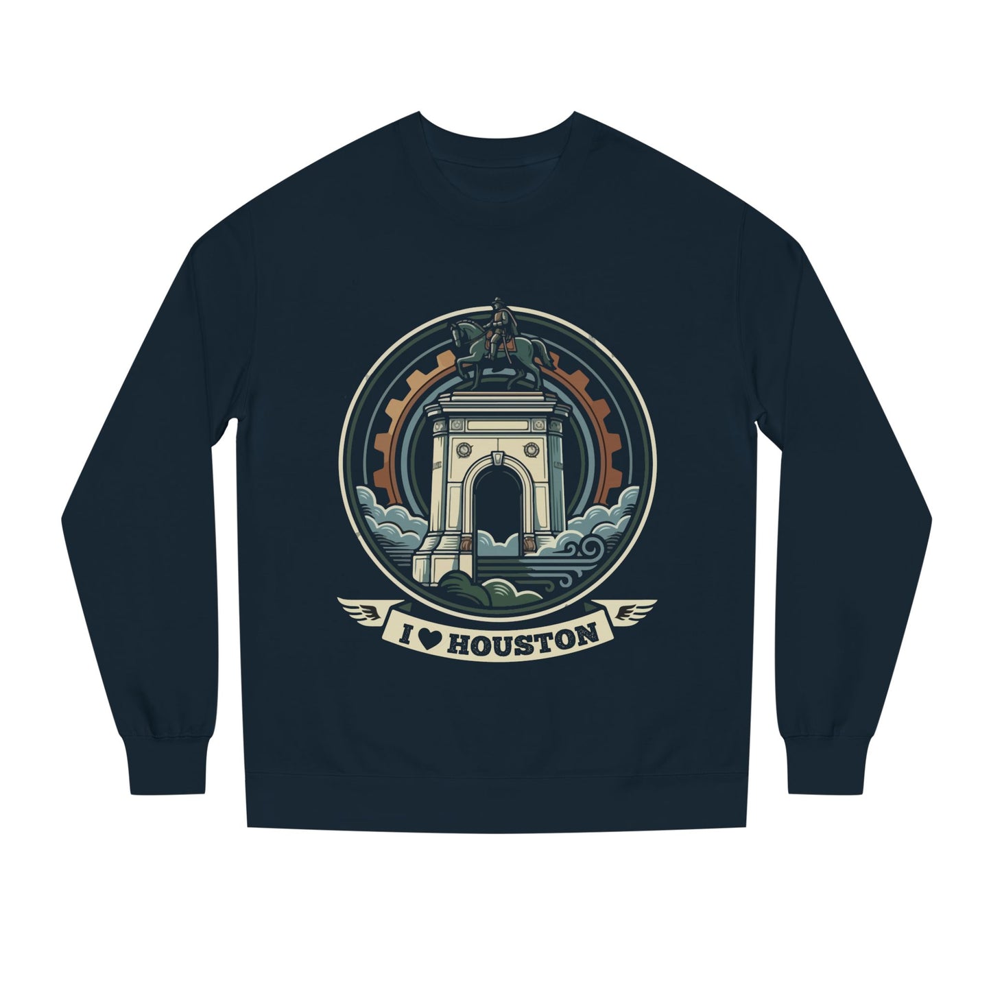 Houston Arch Retro Crewneck Sweatshirt — I  Houston Graphic