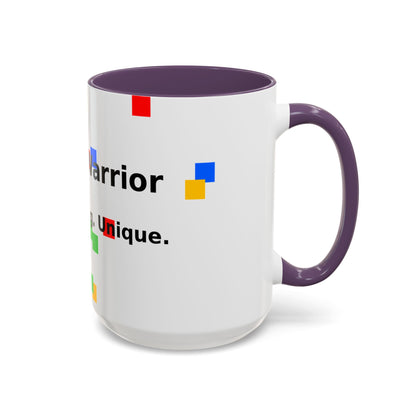 Autism Warrior Accent Coffee Mug – Bold Puzzle Pieces, Proud. Strong. Unique. (11/15oz)