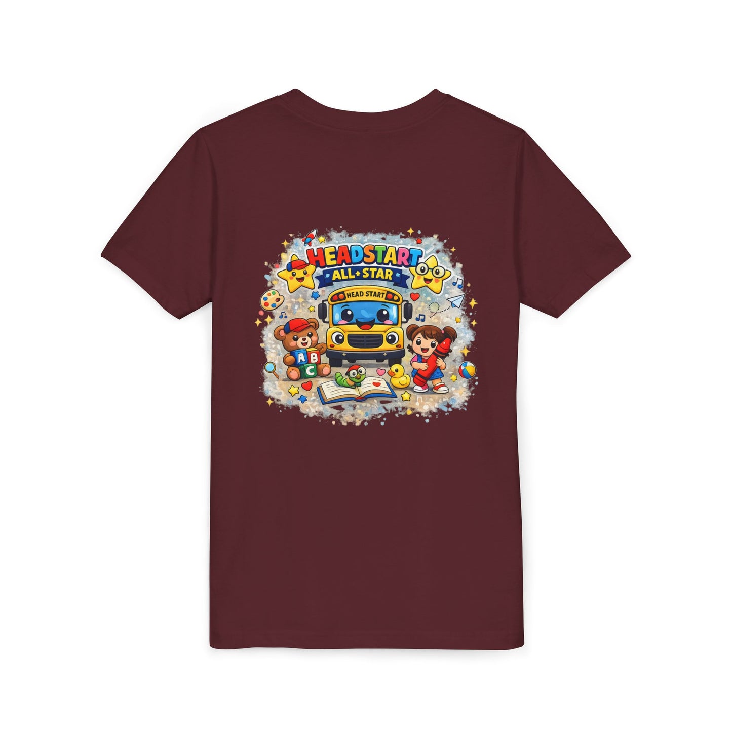 Youth Tee — "Headstart All-Star" Cute School Bus & Characters Back-to-School Shirt
