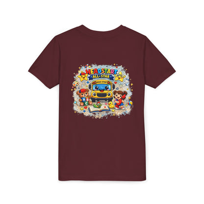 Youth Tee — "Headstart All-Star" Cute School Bus & Characters Back-to-School Shirt