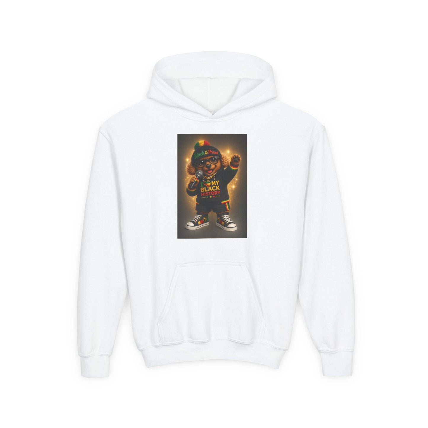 Youth Hoodie — "Proud To Be My Black" Rasta Bear Graphic