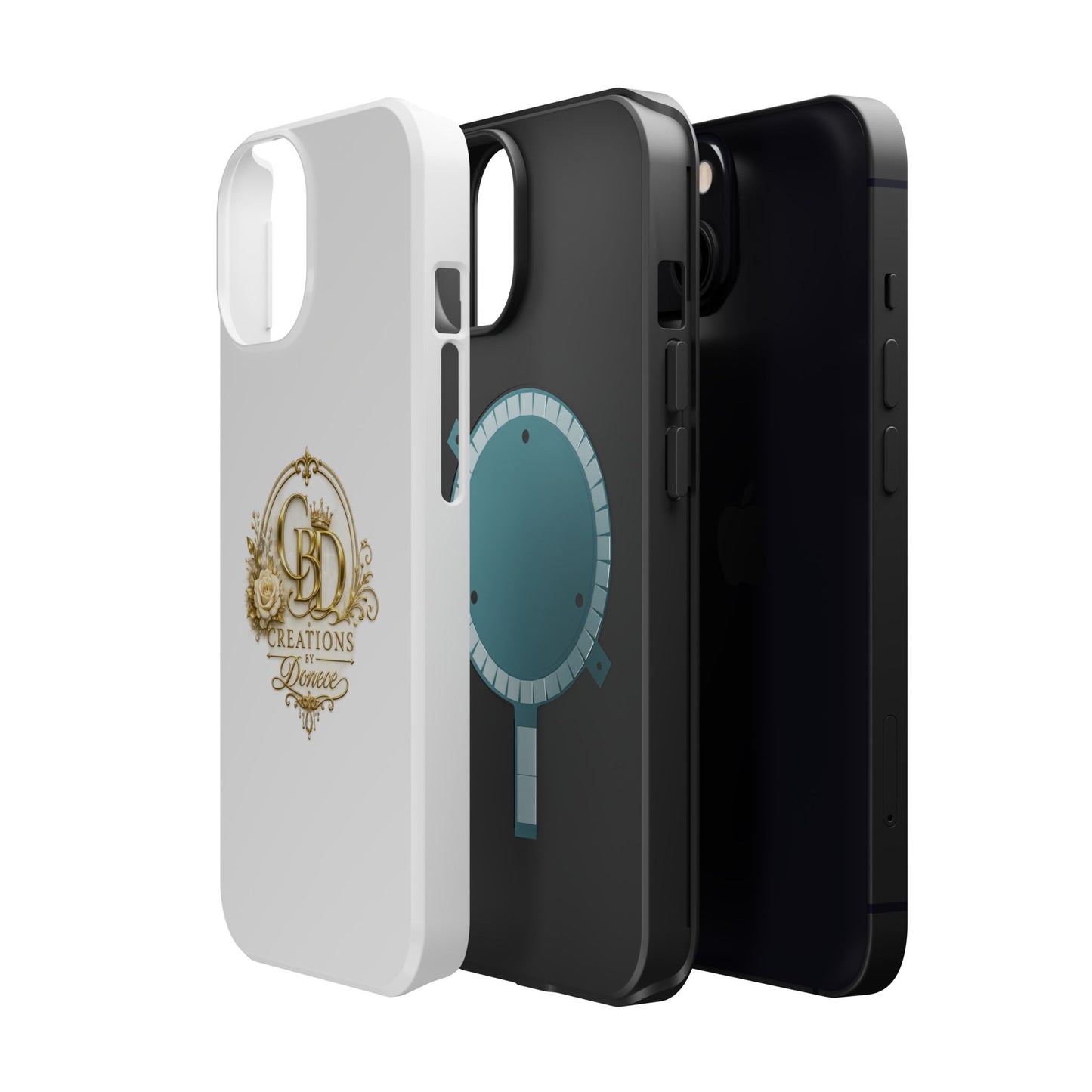 Magnetic Impact-Resistant Phone Case — Gold Floral Crest Logo