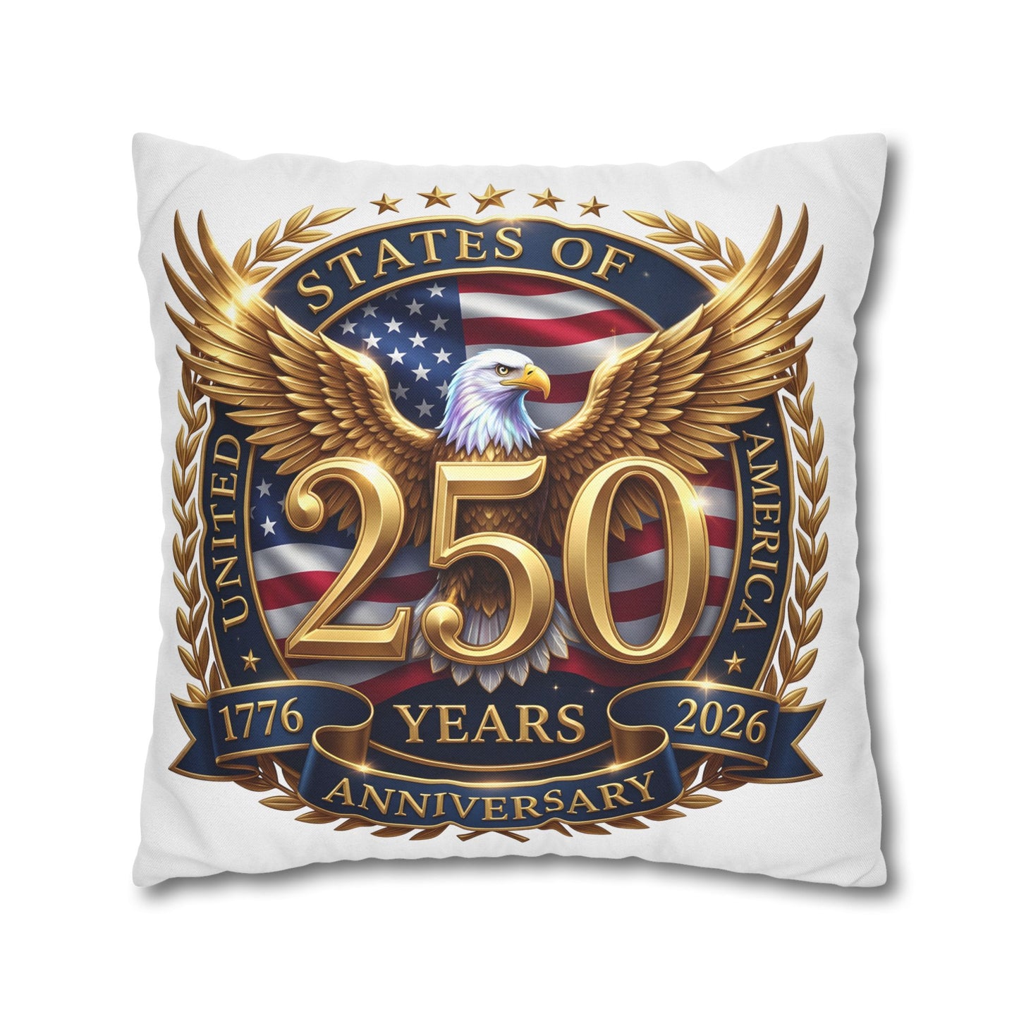 250th USA Anniversary Pillowcase – Patriotic Eagle 1776–2026 Decorative Throw Pillow Cover