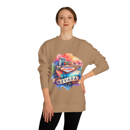 Nevada Las Vegas Watercolor Sweatshirt — Colorful Travel Souvenir Crewneck