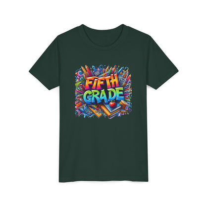 Fifth Grade Kid's Tee - Colorful School Supplies Back to School T-Shirt