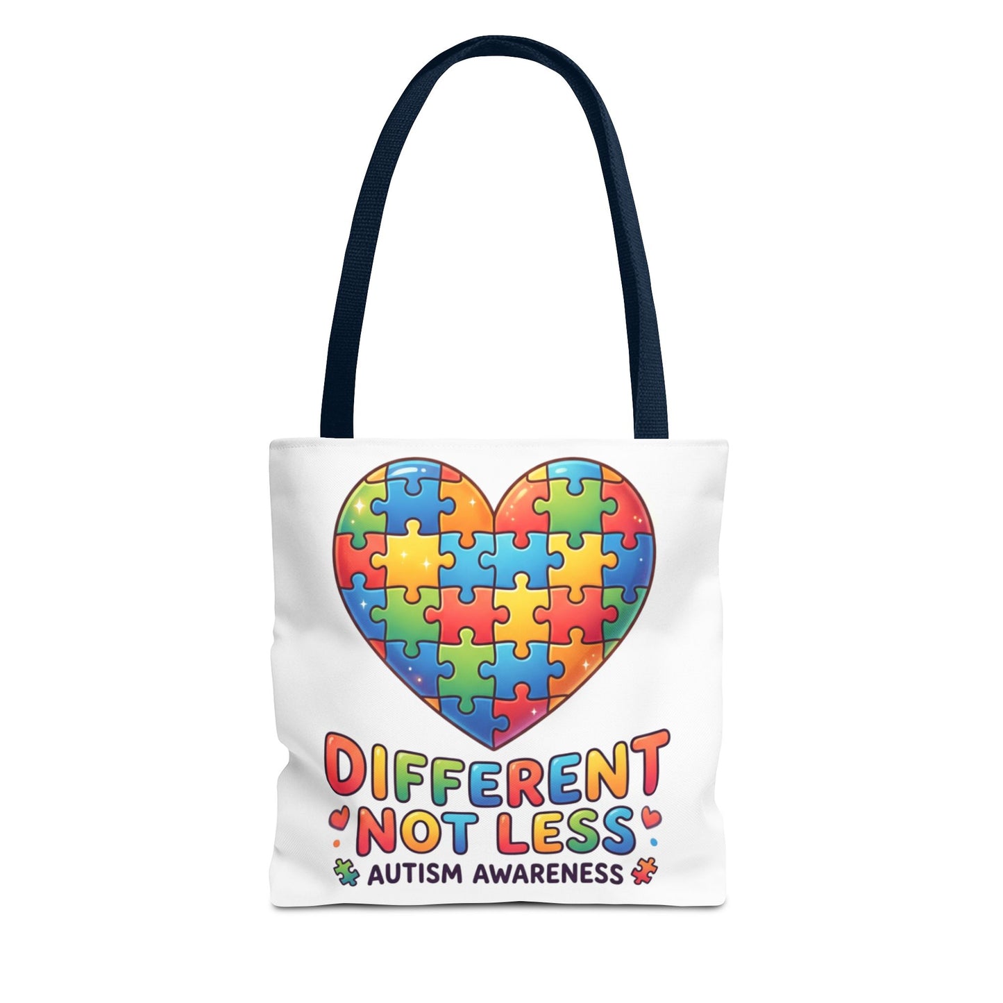 Autism Awareness Tote Bag — "Different Not Less" Puzzle Heart