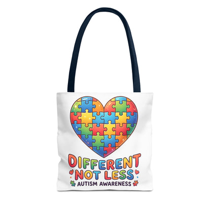 Autism Awareness Tote Bag — "Different Not Less" Puzzle Heart