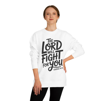 Sweatshirt — “The Lord Will Fight For You” Faith Crewneck (Exodus 14:14)