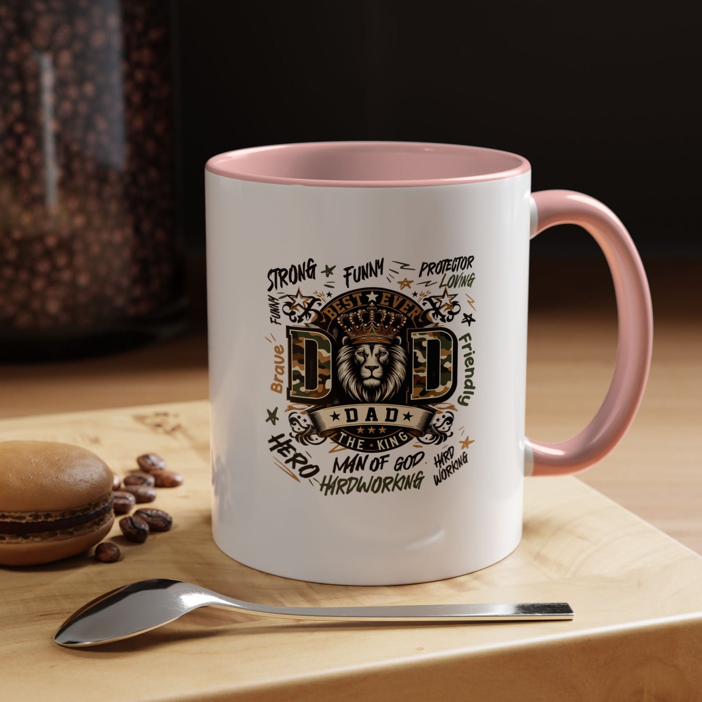 Dad King Lion Coffee Mug — 'Dad: The King' Accent 11/15oz Gift