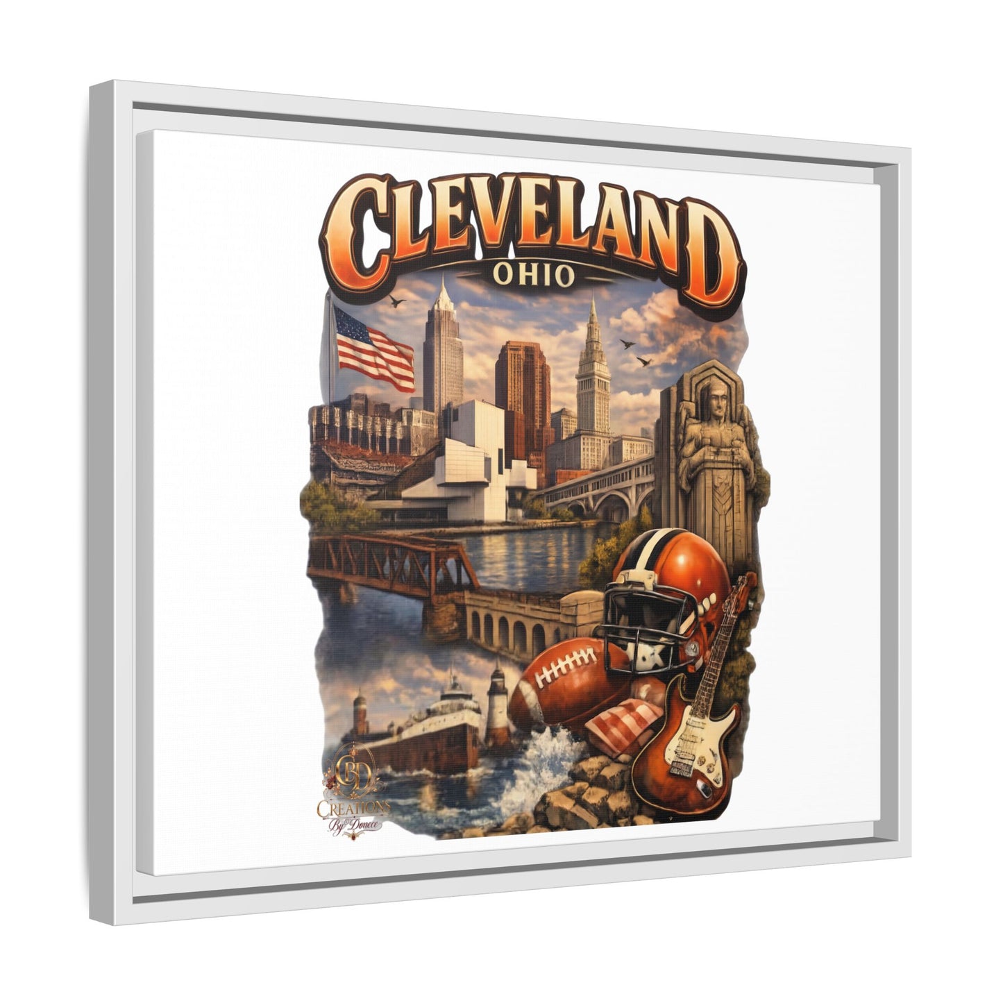 Cleveland Ohio Collage Framed Canvas Print