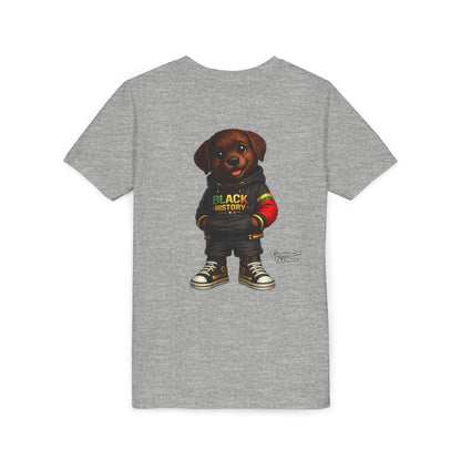Youth Tee — Cute Puppy 'Black History' Graphic Shirt