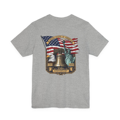 Liberty 250th Anniversary T-Shirt — American Flag, Liberty Bell & Statue of Liberty Tee