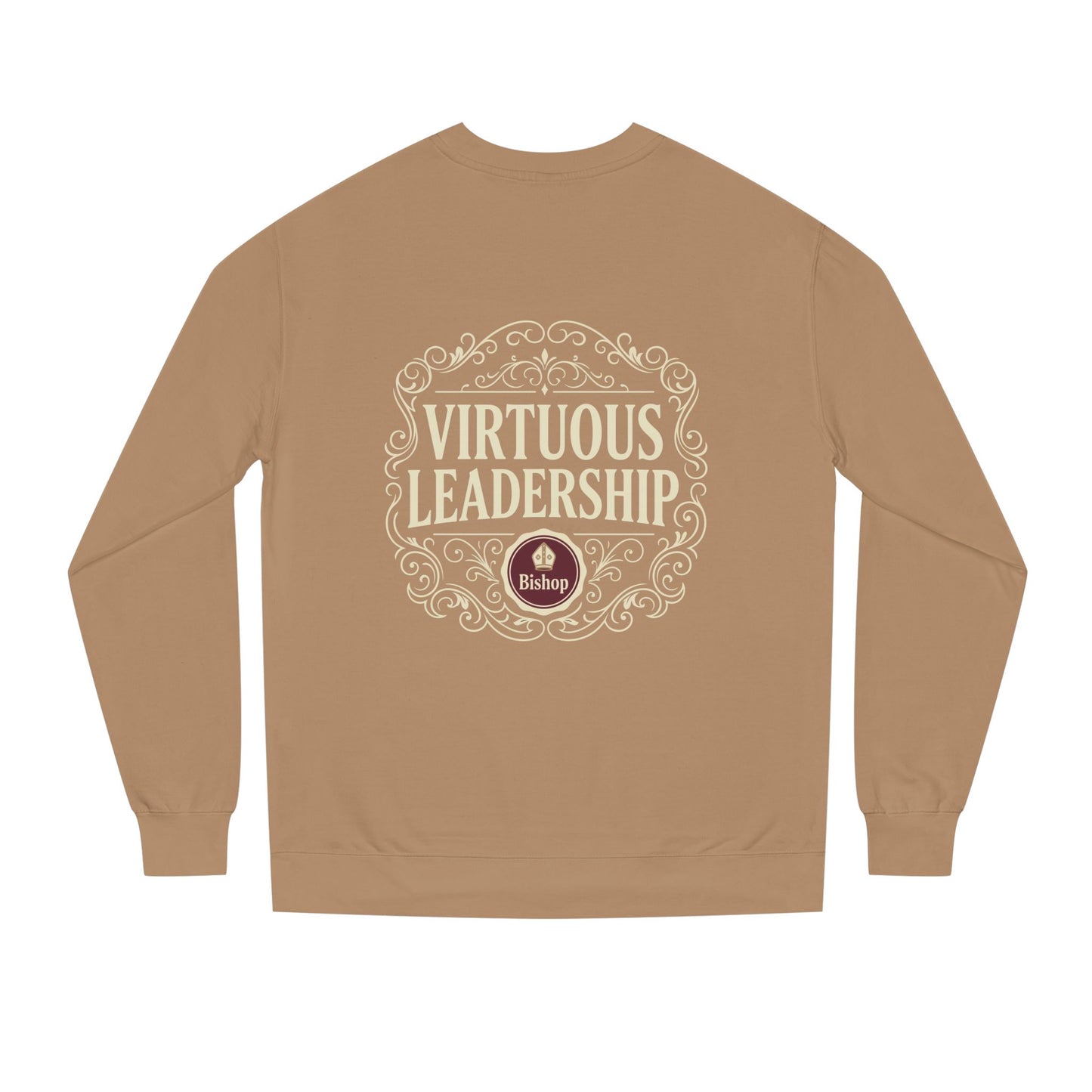 Virtuous Leadership Sweatshirt — Vintage Crest Crewneck for Church Leaders