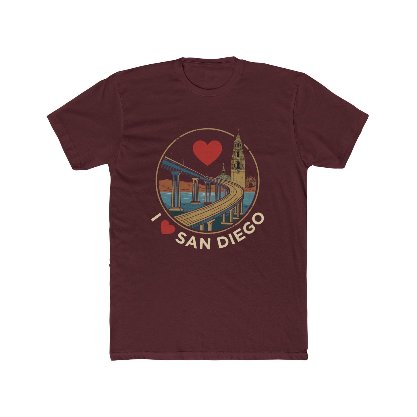 I Heart San Diego Crew Tee — Vintage Bridge & Tower Graphic