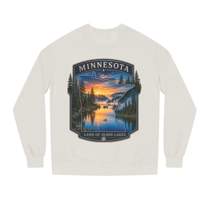 Minnesota Lakes Crewneck Sweatshirt — 'Land of 10,000 Lakes' Sunset Scenic Sweatshirt