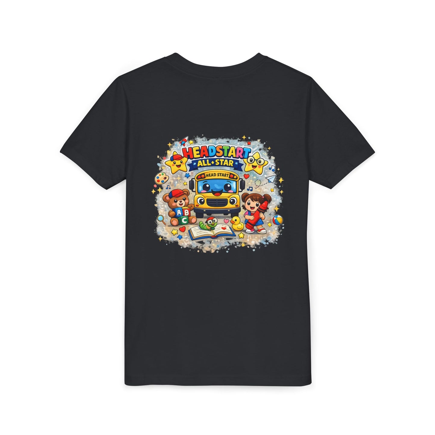 Youth Tee — "Headstart All-Star" Cute School Bus & Characters Back-to-School Shirt