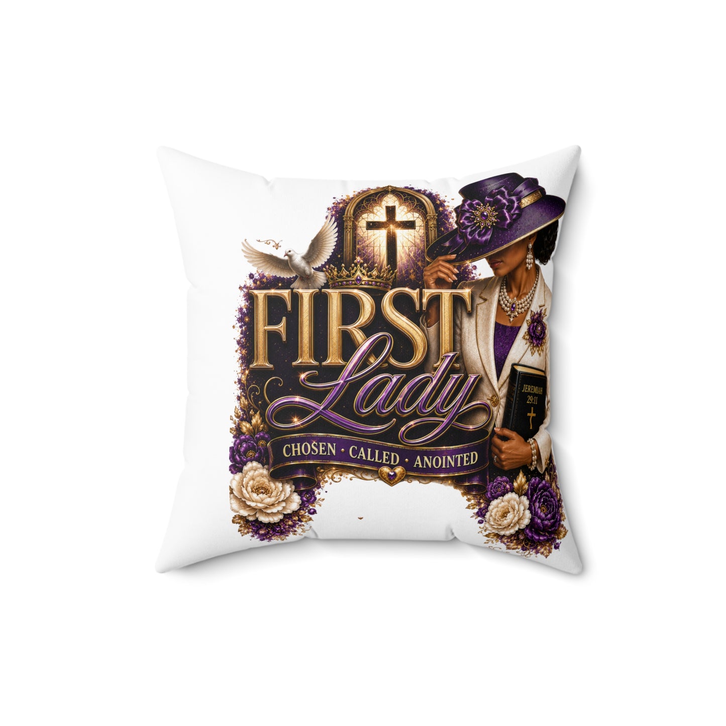 First Lady Decorative Pillow — "First Lady: Chosen • Called • Anointed" Faith Accent Pillow