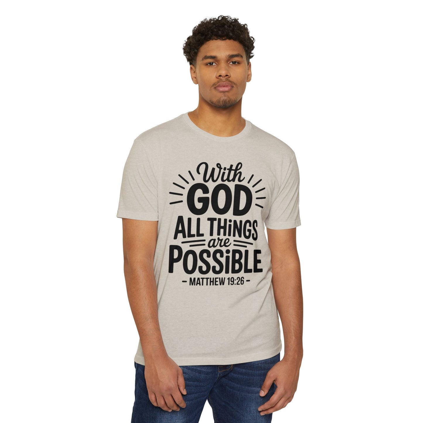With God All Things Are Possible T-Shirt — Matthew 19:26 Christian Faith Tee