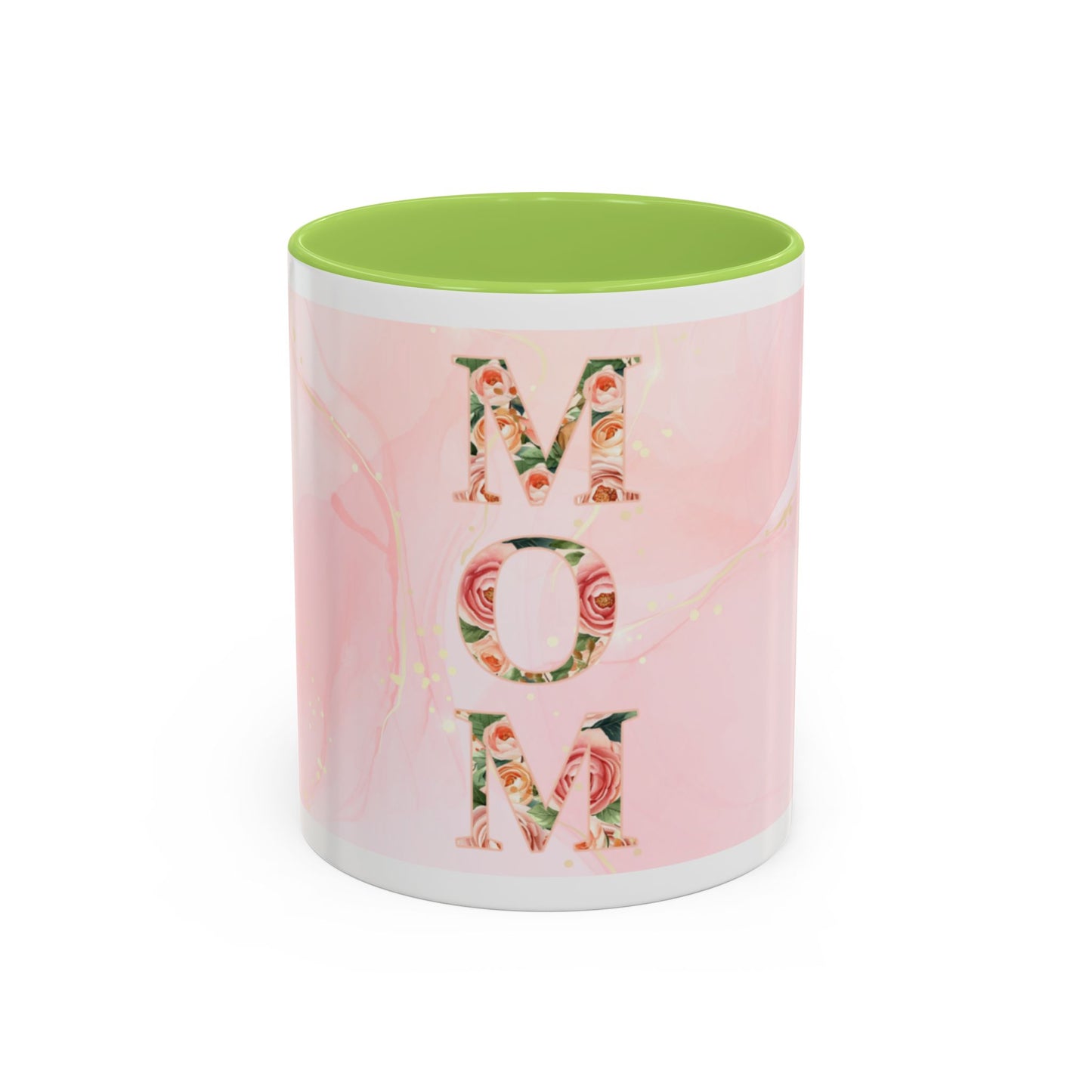 Mom Floral Accent Coffee Mug – Pink Rose Mother's Day Gift (11/15 oz)