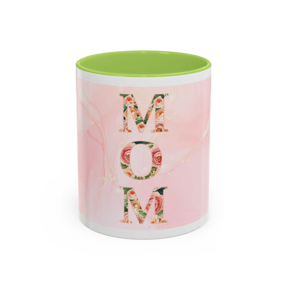Mom Floral Accent Coffee Mug – Pink Rose Mother's Day Gift (11/15 oz)
