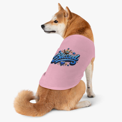 Blessed Pet Tank Top - Blue Crown & Heart Puppy Shirt