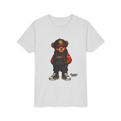 Kids Teddy Bear Streetwear Tee — 'Strength' Graphic Youth T-Shirt