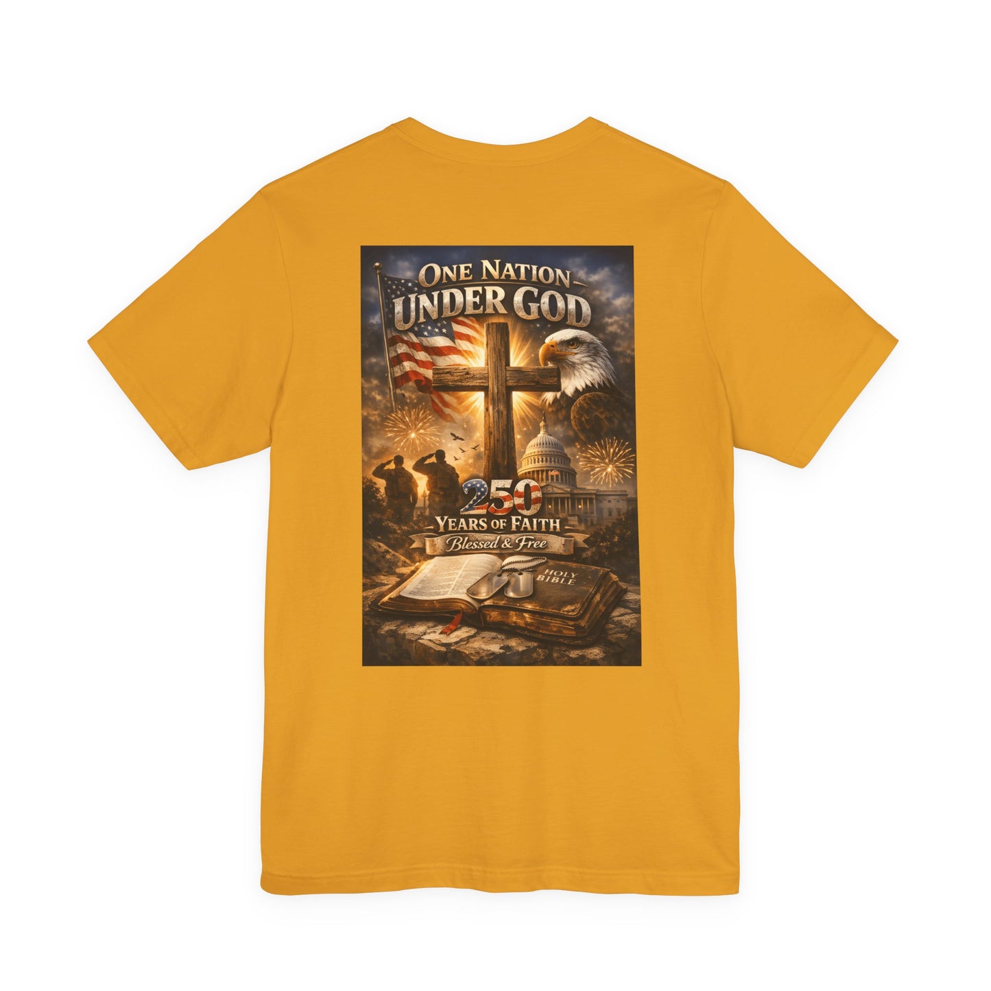One Nation Under God T-Shirt — 250 Years of Faith Patriotic Christian Tee