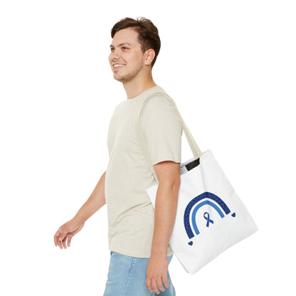 Blue Awareness Ribbon Rainbow Tote Bag – Support & Hope Everyday Tote