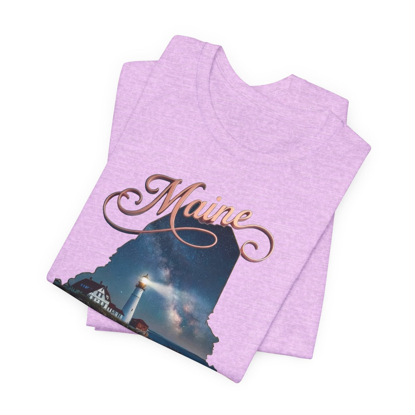 Maine Lighthouse Tee - "Can't Get There From Here" Coastal State Silhouette T-Shirt
